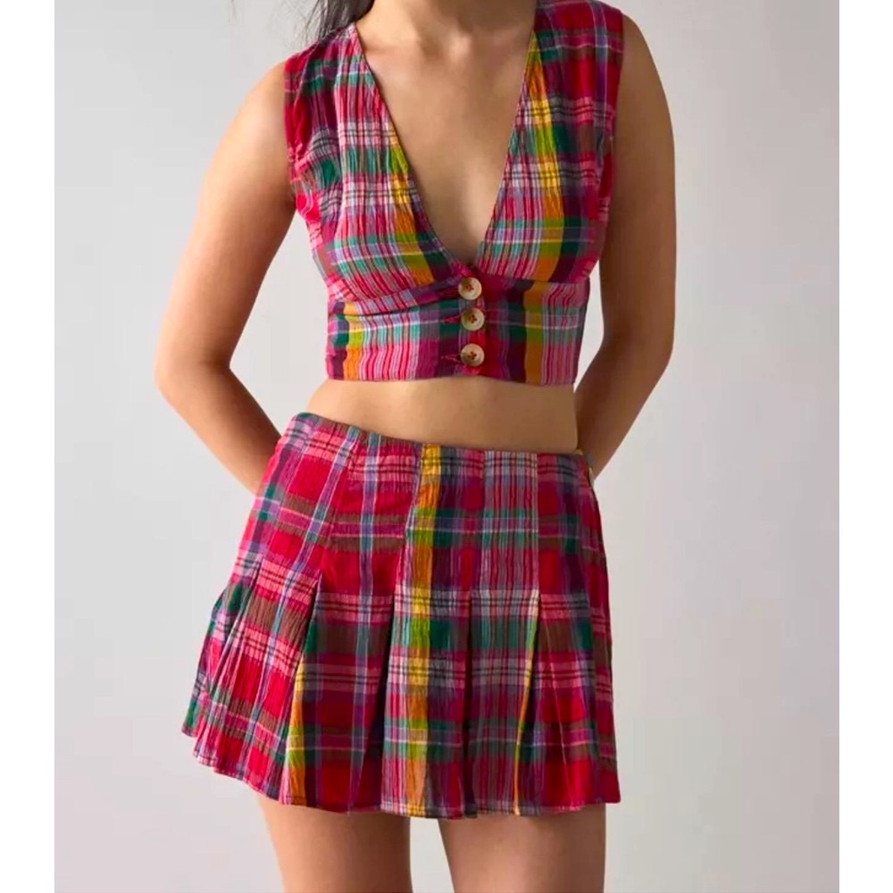 Urban Outfitters 2 piece plaid skort and top set
